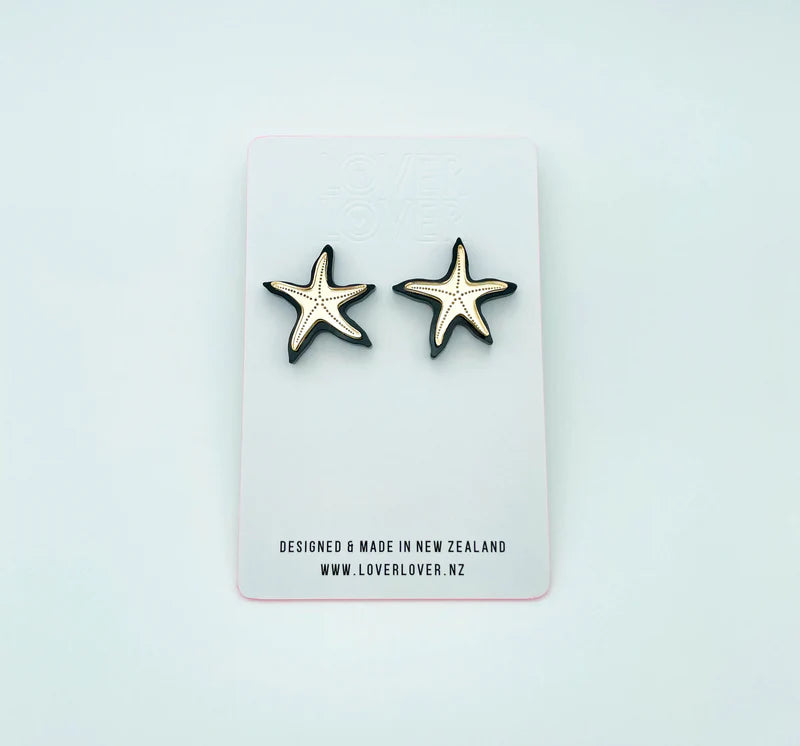 LOVER LOVER Earrings STARFISH STUD - SMALL - BLACK/SILVER