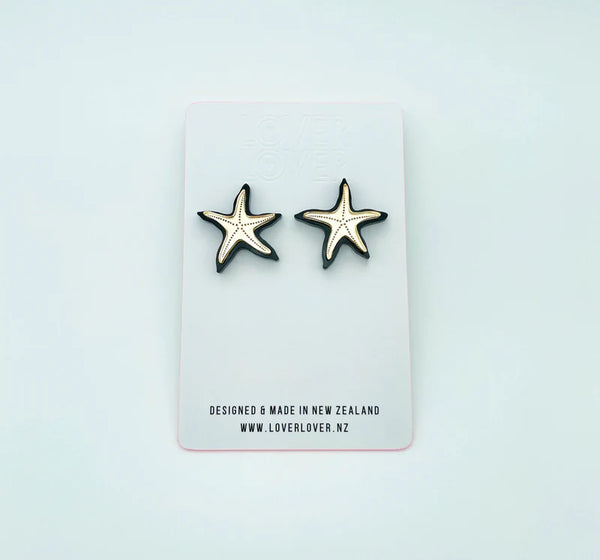 LOVER LOVER Earrings STARFISH STUD - SMALL - BLACK/GOLD