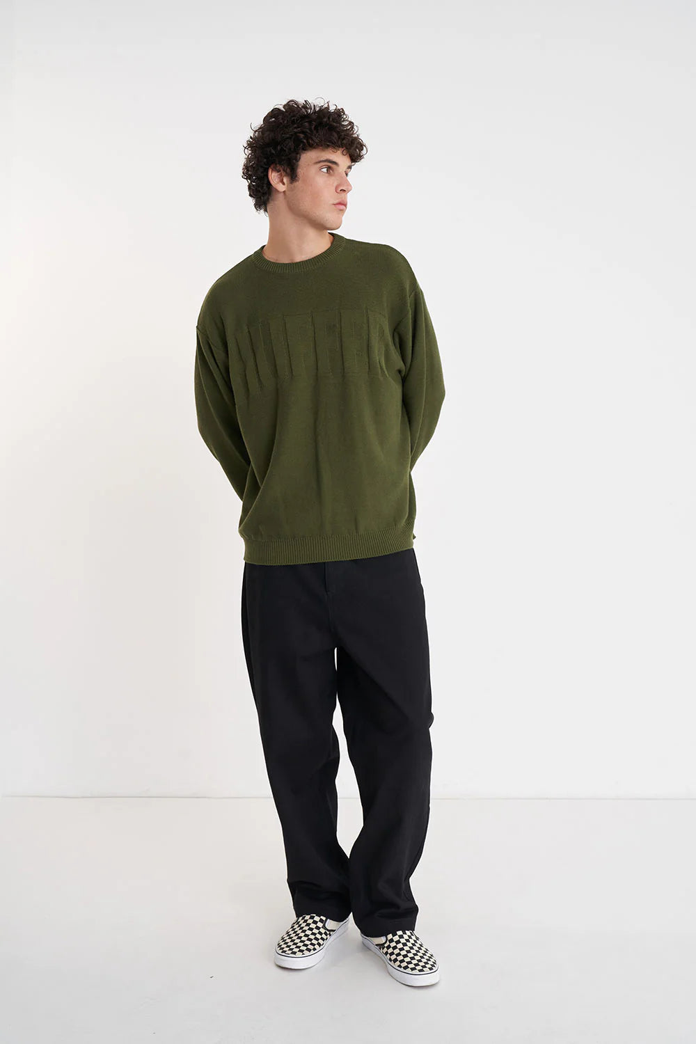 HUFFER TROPE KNIT CREW - OLIVE