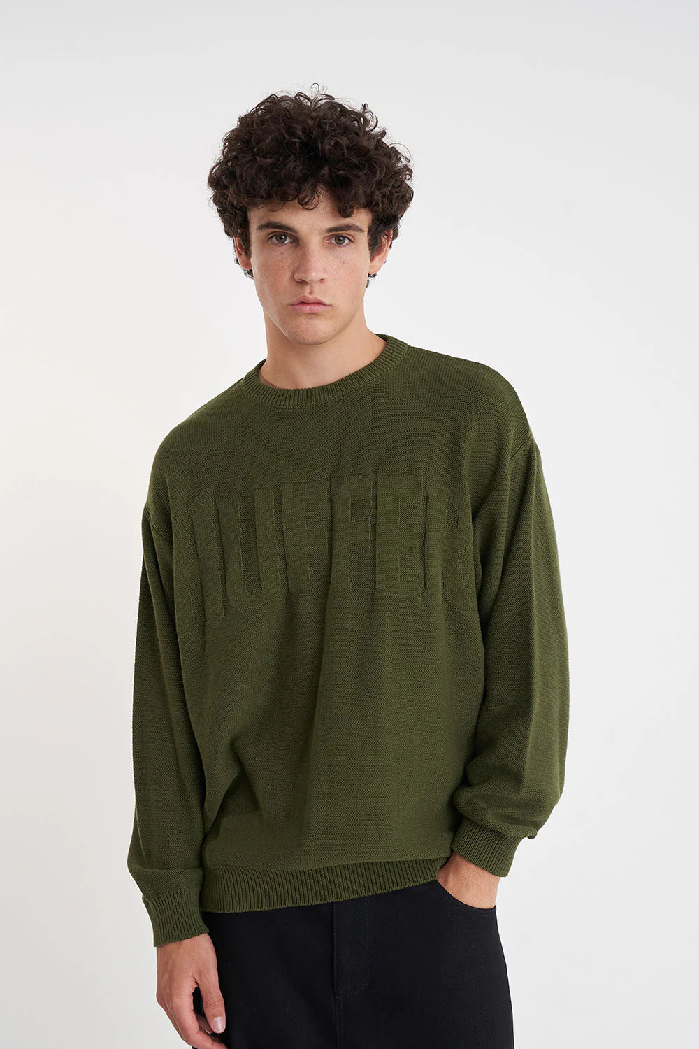 HUFFER TROPE KNIT CREW - OLIVE