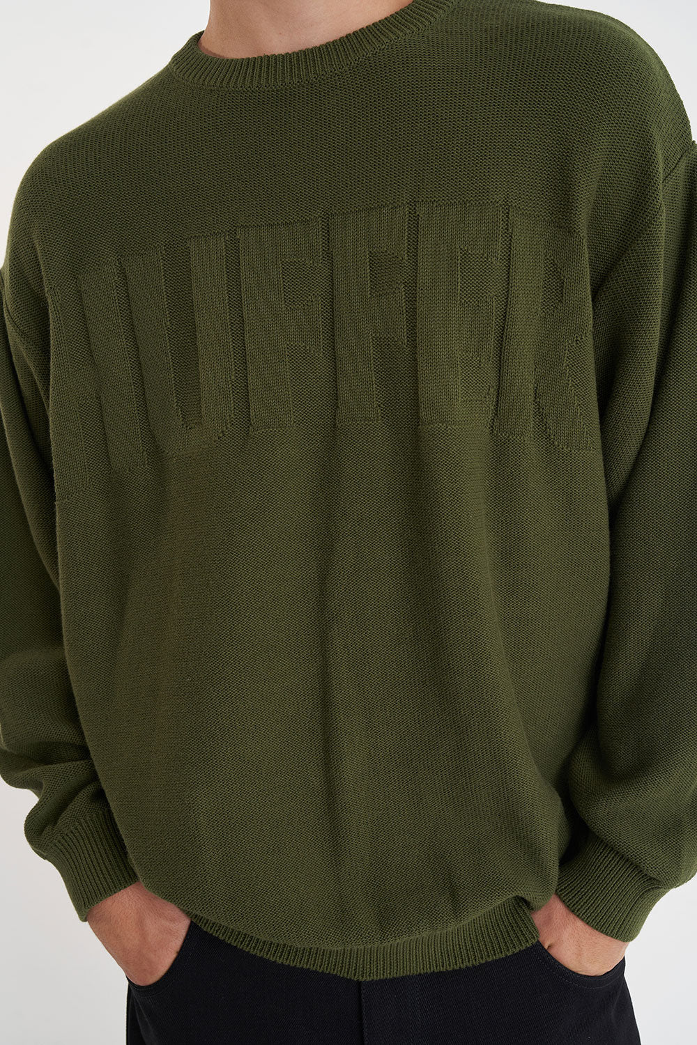 HUFFER TROPE KNIT CREW - OLIVE