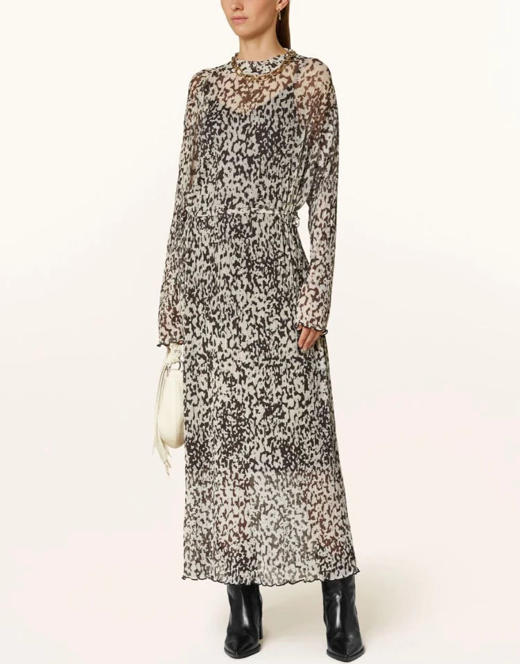 MSCH - DONETTE ILLENORA DRESS - ALL OVER PRINT - OATMEAL ABSTRAC