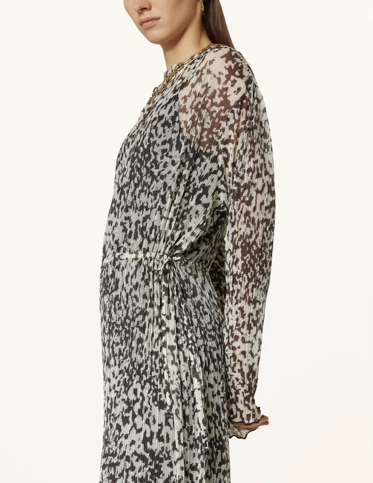 MSCH - DONETTE ILLENORA DRESS - ALL OVER PRINT - OATMEAL ABSTRAC