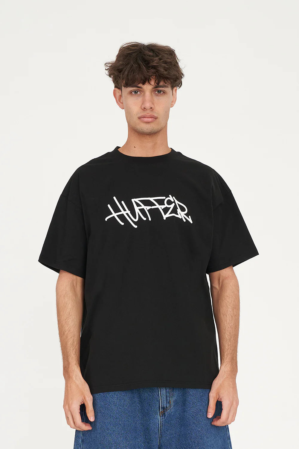 HUFFER - BLOCK TEE - 220/WAVES - BLACK