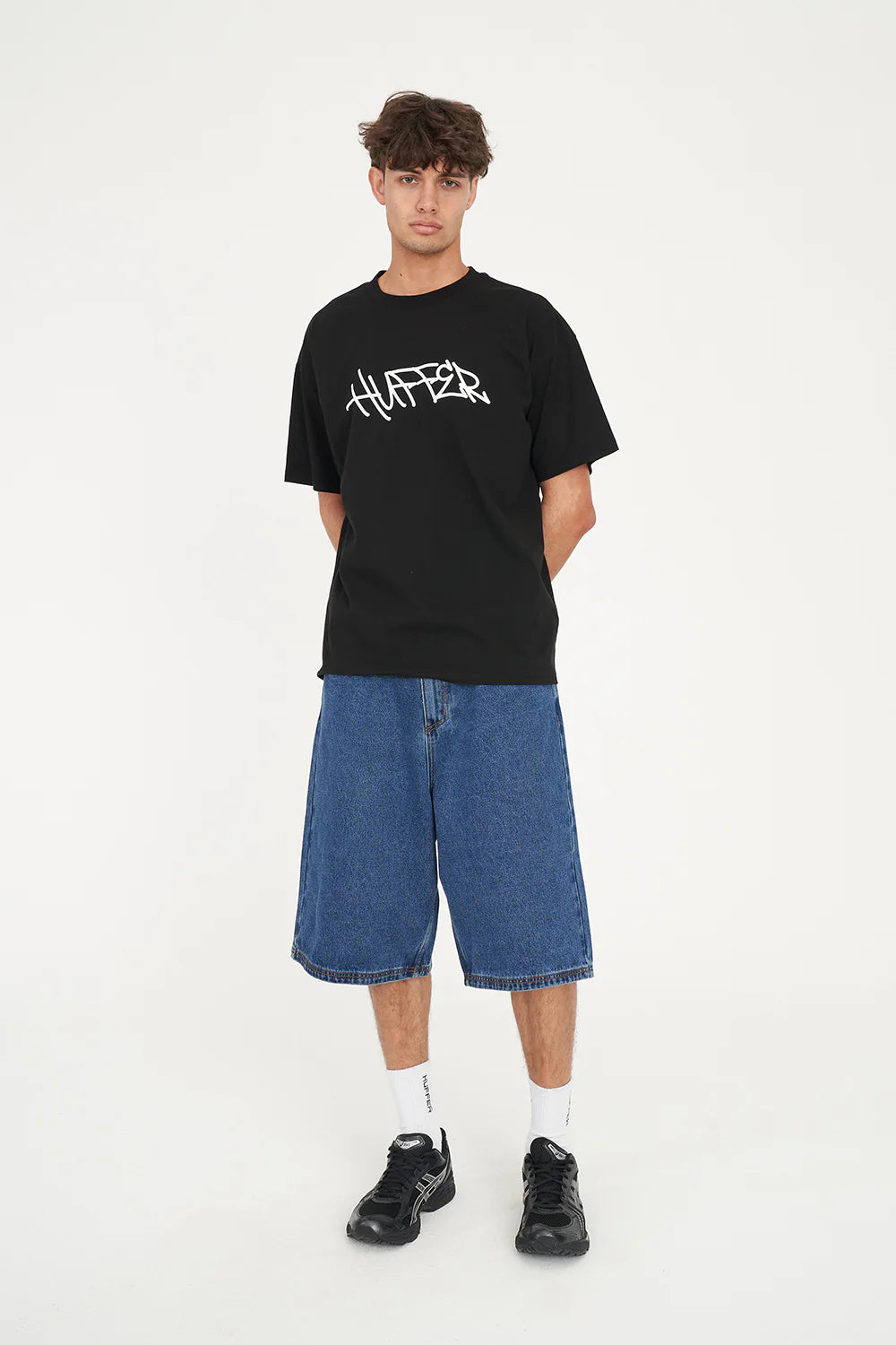 HUFFER - BLOCK TEE - 220/WAVES - BLACK