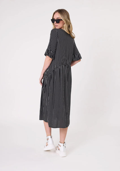 LEMON TREE - MADONNA DRESS - BLACK/WHITE STRIPE