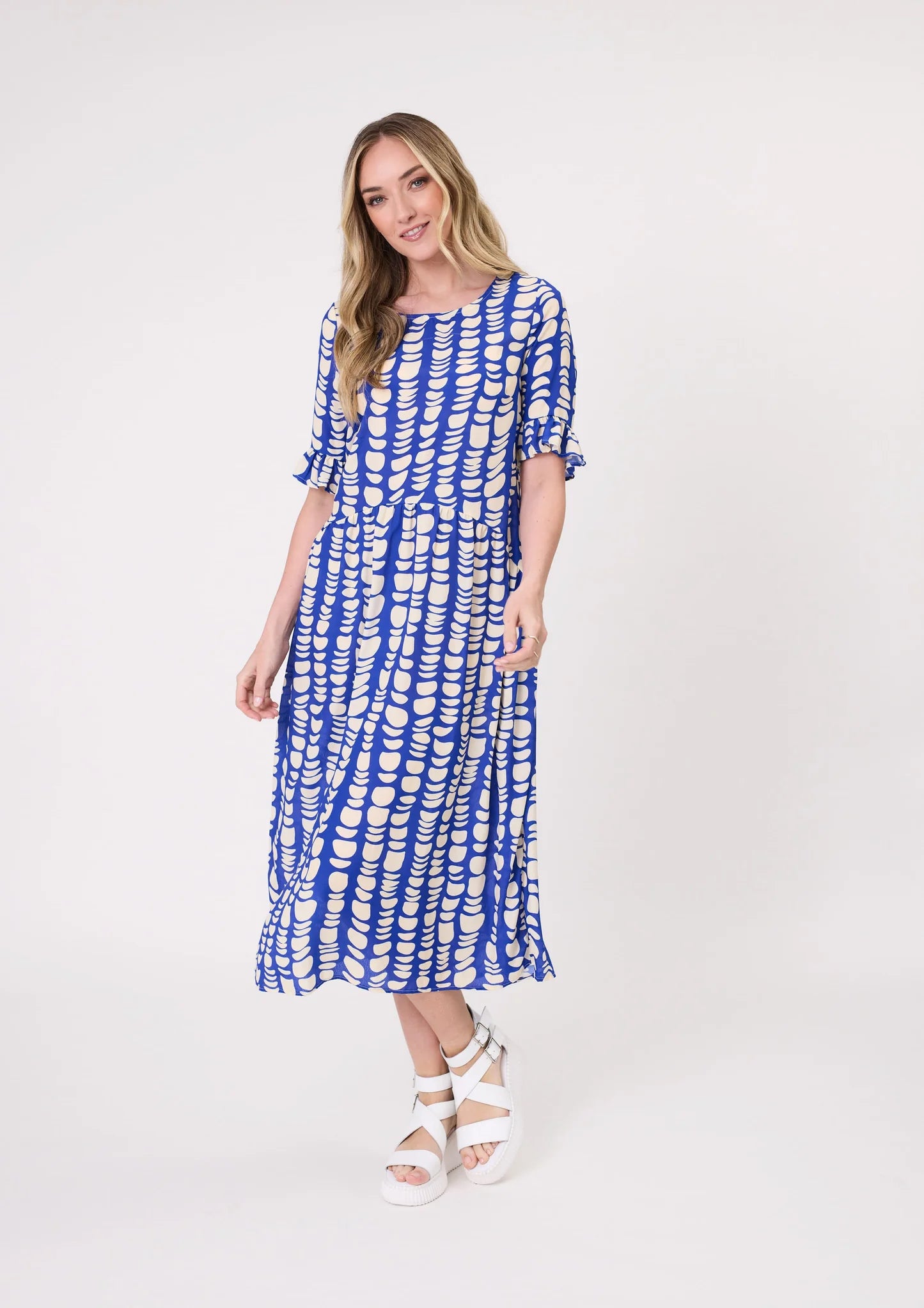 LEMON TREE - MADONNA DRESS - COBALT PRINT