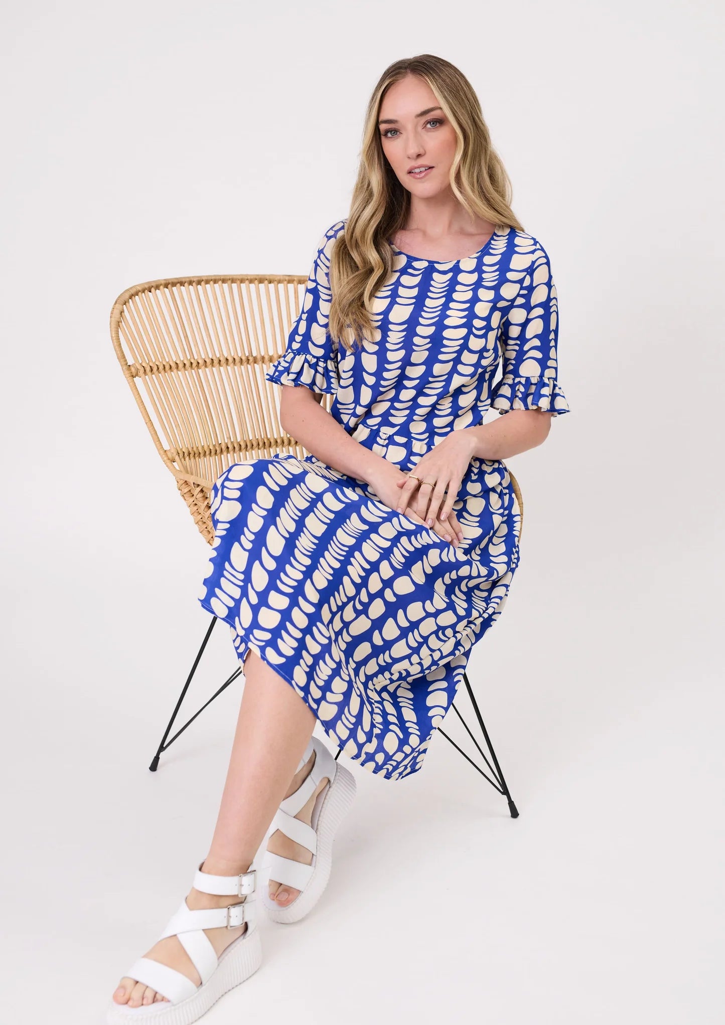 LEMON TREE - MADONNA DRESS - COBALT PRINT