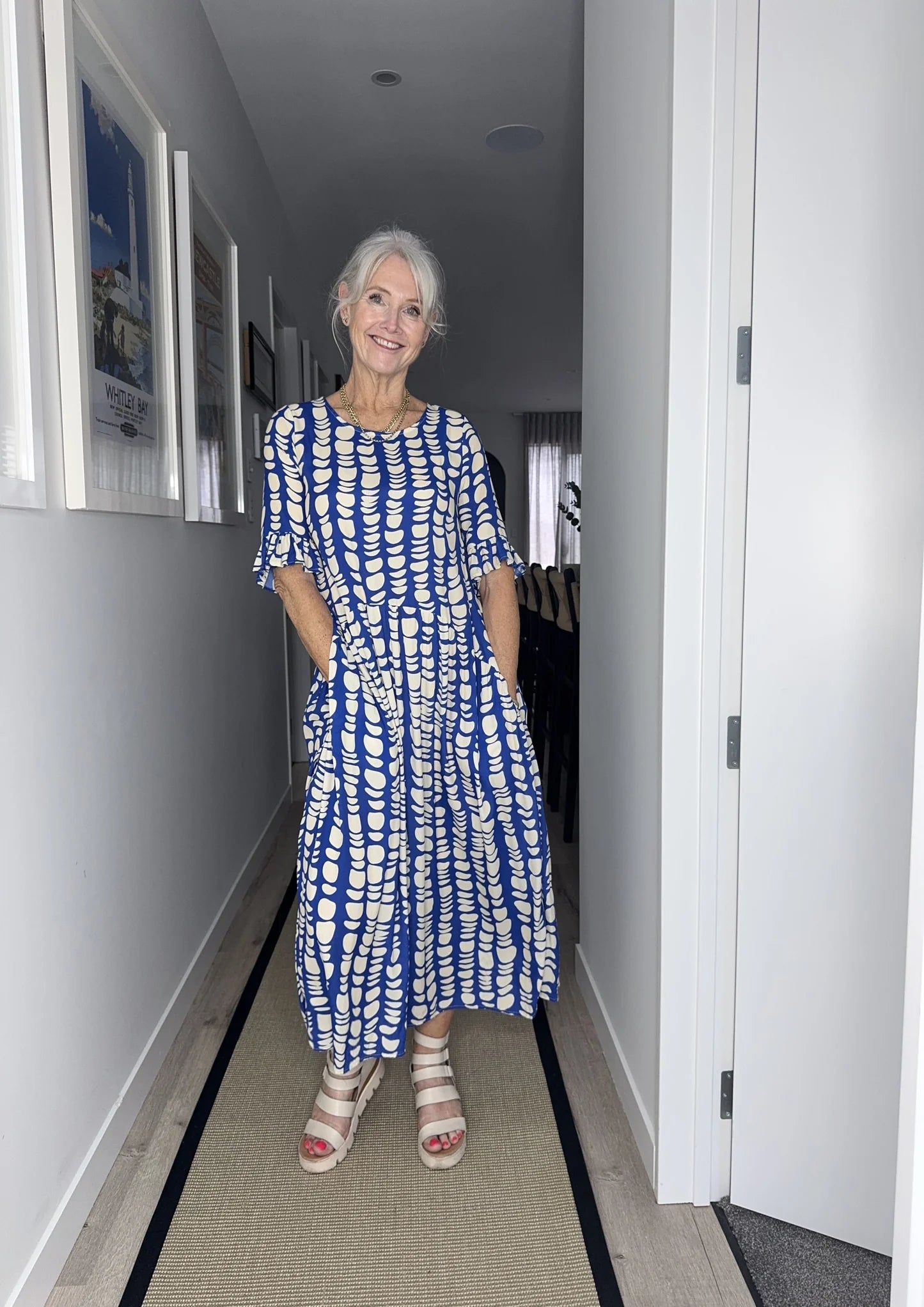 LEMON TREE - MADONNA DRESS - COBALT PRINT