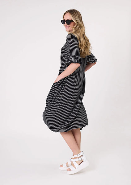 LEMON TREE - MADONNA DRESS - BLACK/WHITE STRIPE