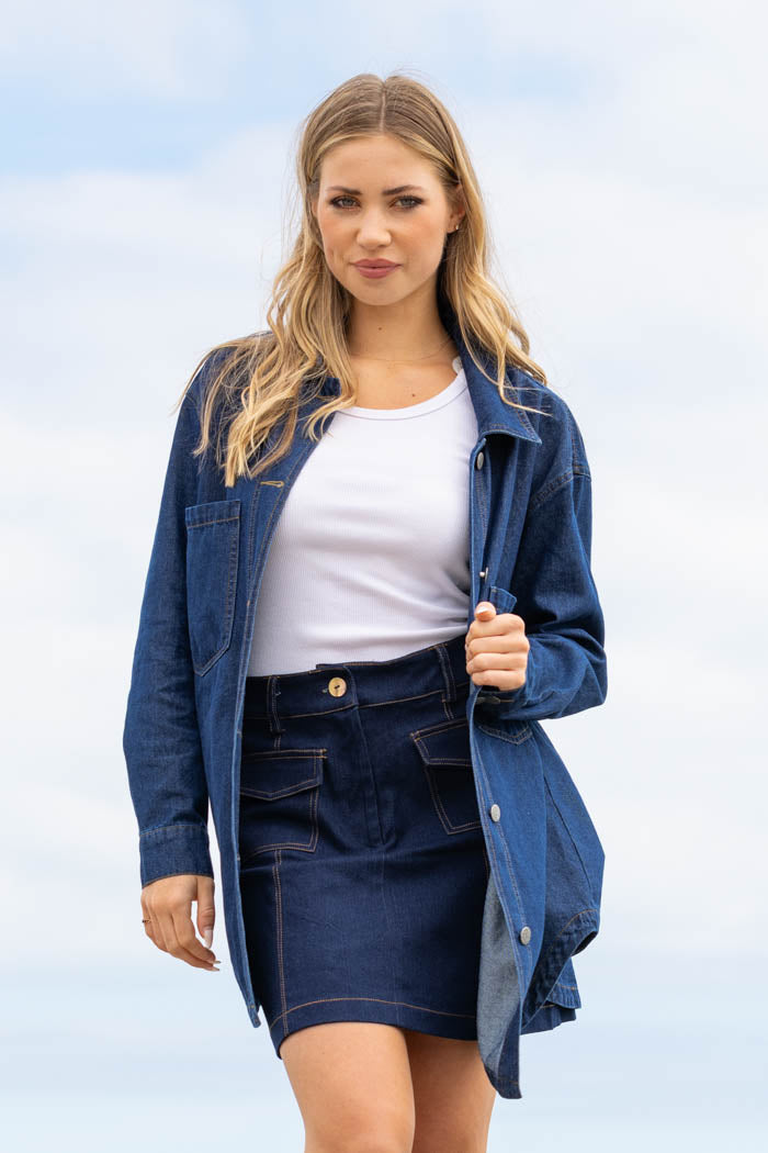 Honey Denim  Marlow Dark Blue Denim Shirt