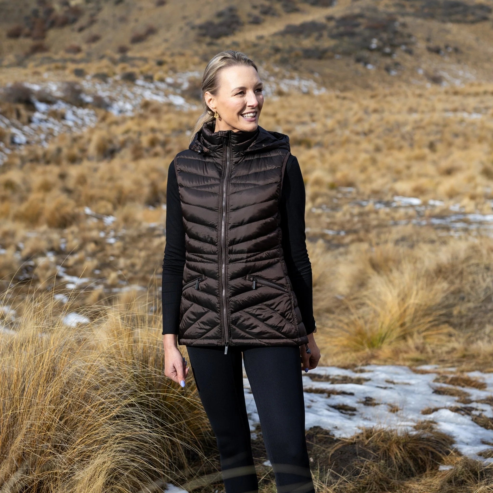 MOKE - MARY CLAIRE - WOMEN'S 90/10 PACKABLE VEST - CHOCOLATE