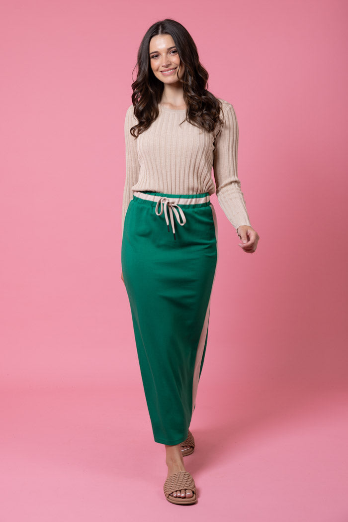 CHARLO MATTIE SWEATER SKIRT - GREEN