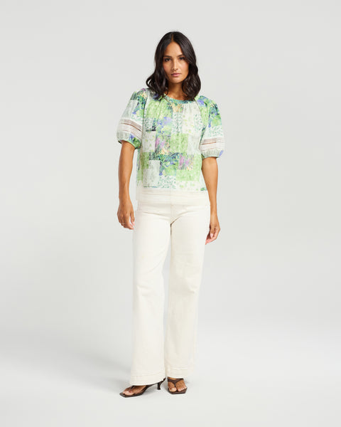 NMBR ROSE - PAIGE TOP - BOTANICAL PATCH