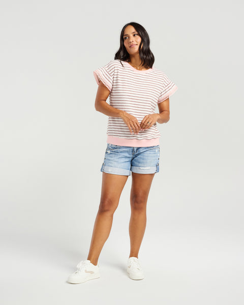 NMBR ROSE - DOVIE TOP - DUSKY STRIPE