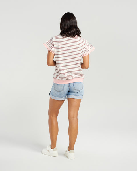 NMBR ROSE - DOVIE TOP - DUSKY STRIPE