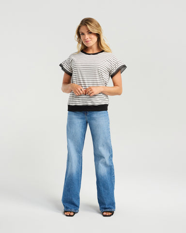 NMBR ROSE - DOVIE TOP - BLACK STRIPE