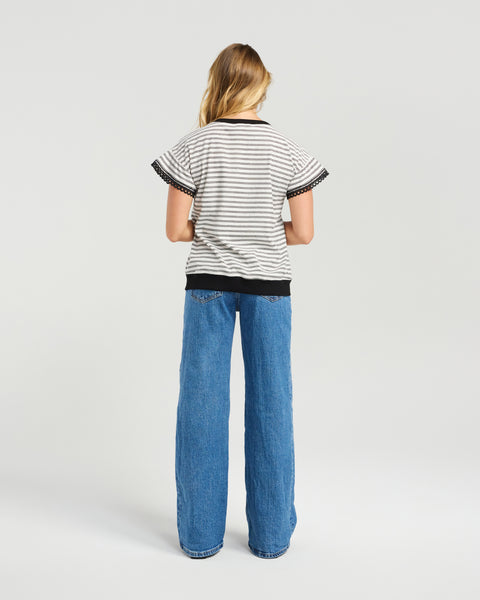 NMBR ROSE - DOVIE TOP - BLACK STRIPE