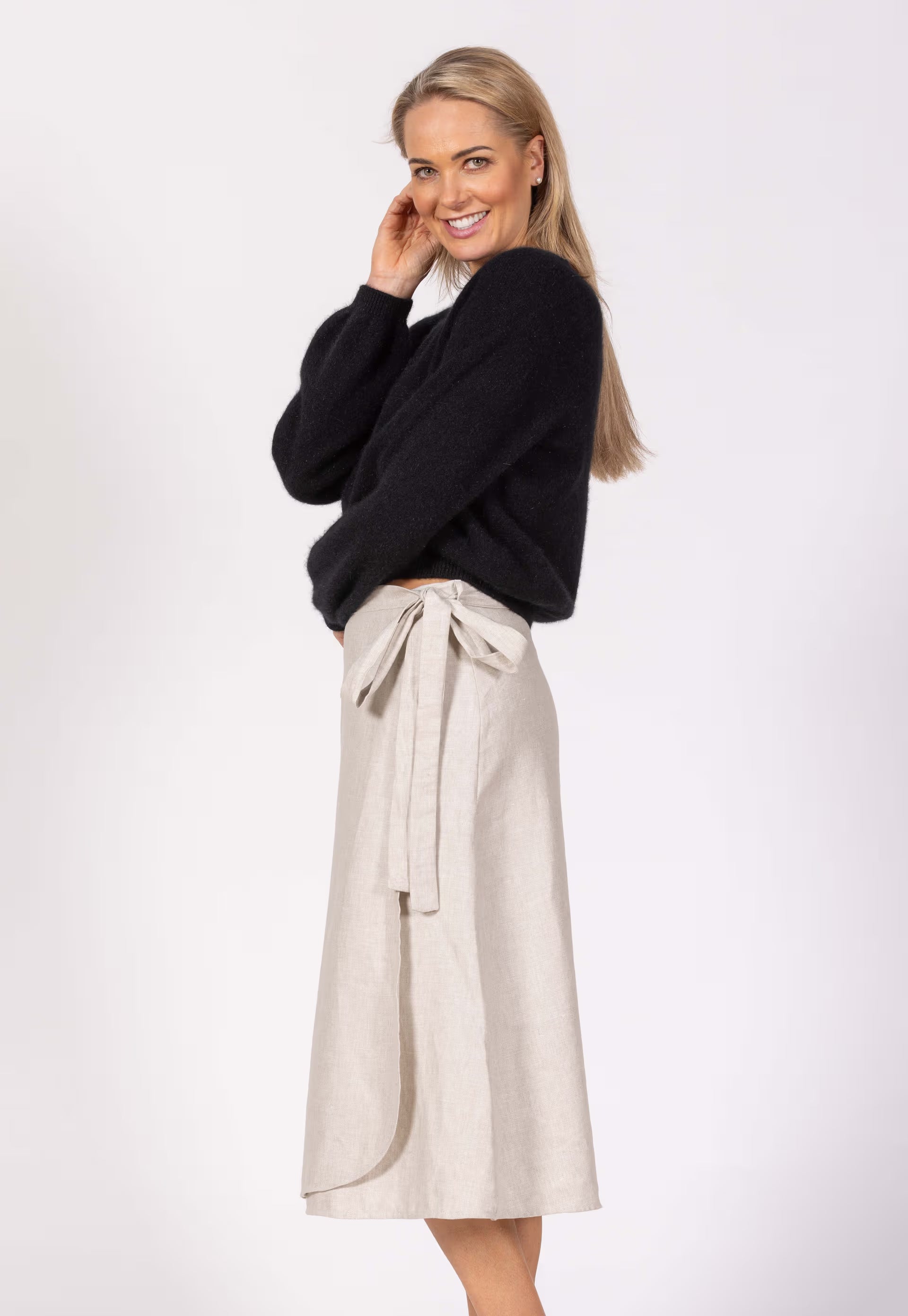 NOBLE WILDE - LINEN - WOMEN'S WRAP SKIRT - SAND