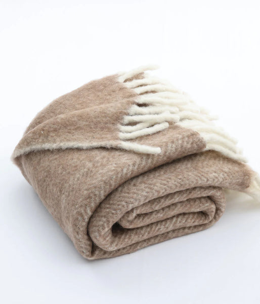 MM Linen - NZ WOOL THROW - CHESTNUT