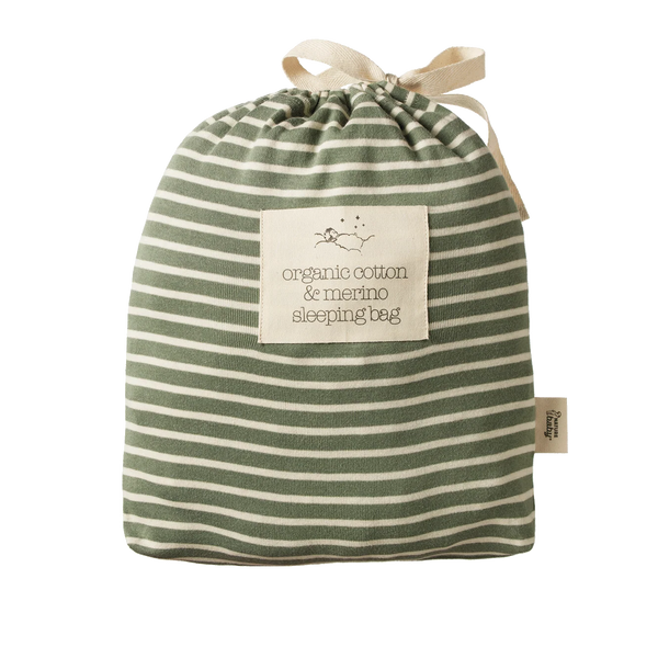 Nature Baby - Cotton & Merino Sleeping Bag - NETTLE STRIPE