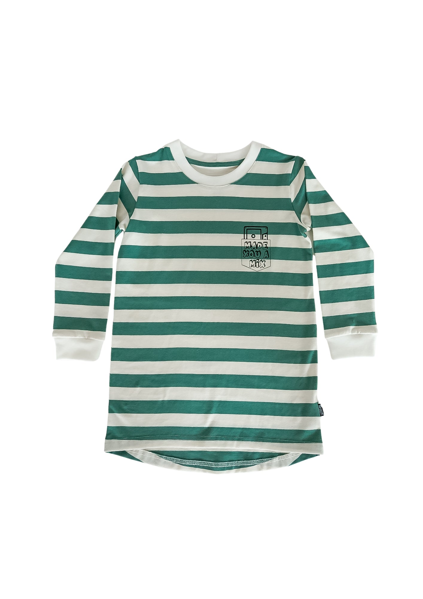POP FACTORY - LS TEE DRESS - MIX TAPE - SAGE STRIPE