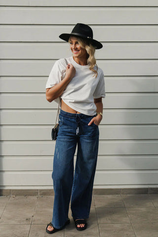 HOMELEE - PALAZZO JEANS - BLUE WASH