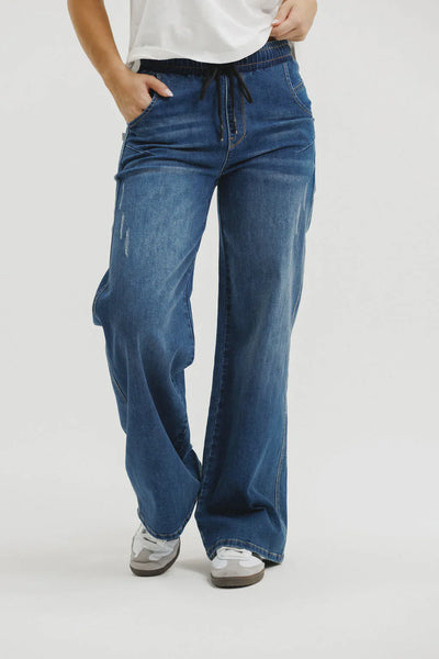 HOMELEE - PALAZZO JEANS - BLUE WASH