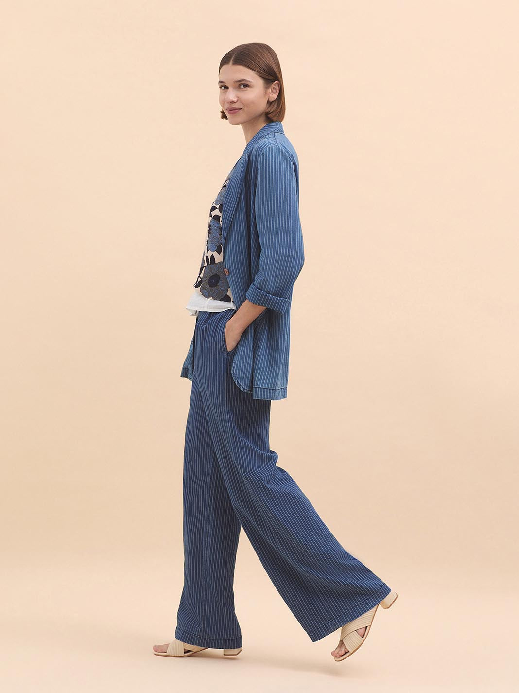 NICE THINGS PALOMA S - STRIPED DENIM TROUSERS - DENIM
