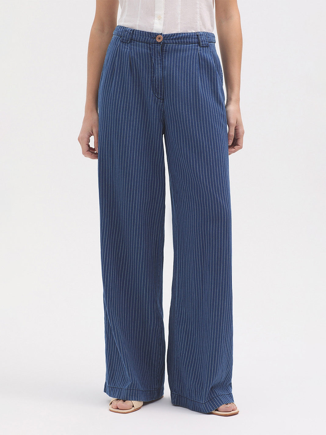 NICE THINGS PALOMA S - STRIPED DENIM TROUSERS - DENIM