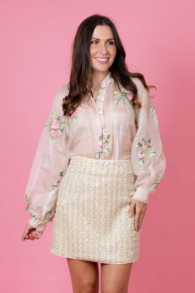 AUGUSTINE - PENELOPE SHIRT - EMBROIDERED ROSE PINK