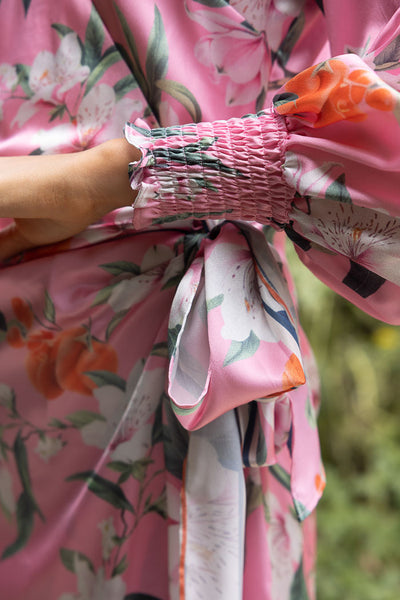 AUGUSTINE - LUCA WRAP DRESS - SATIN FLORAL