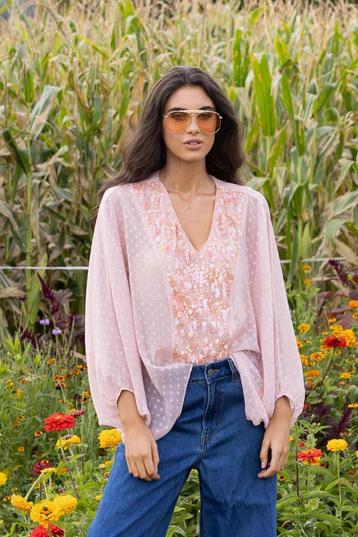 AUGUSTINE - MILEY SEQUIN TOP  - PEACH