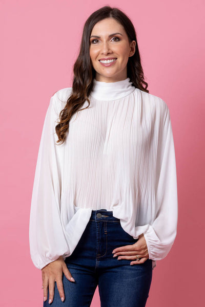Augustine Lulu Pleated Blouse - Off White