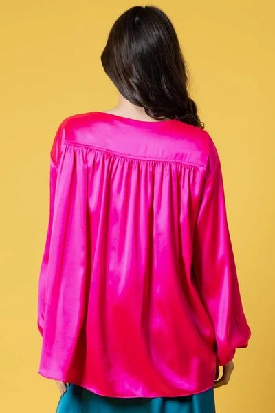 AUGUSTINE - RILEY BOW BLOUSE PINK