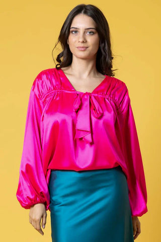 AUGUSTINE - RILEY BOW BLOUSE PINK