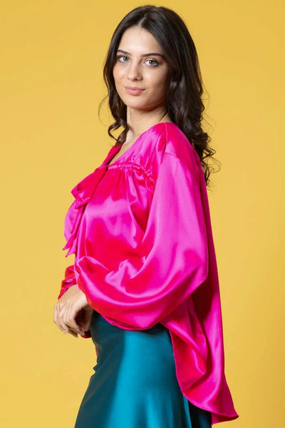 AUGUSTINE - RILEY BOW BLOUSE PINK