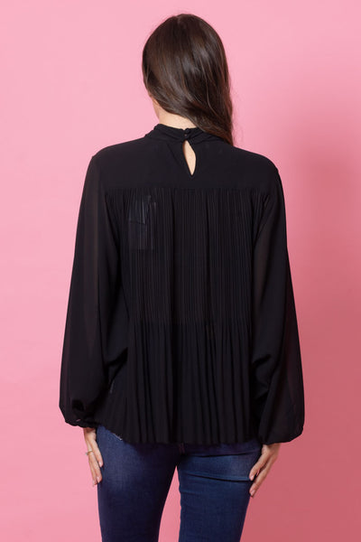 Augustine Lulu Pleated Blouse - Black