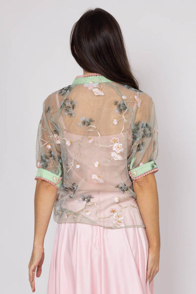 AUGUSTINE - ALICE EMBRIDERED SHIRT - GREEN FLORAL