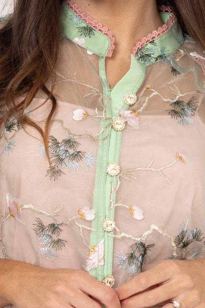 AUGUSTINE - ALICE EMBRIDERED SHIRT - GREEN FLORAL