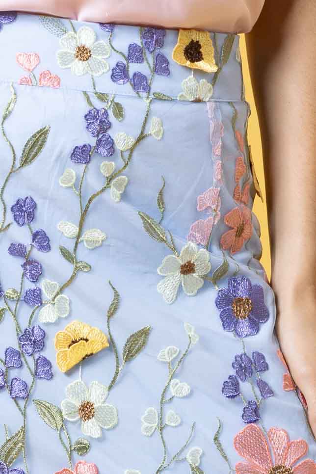 AUGUSTINE - EASTON EMBROIDERED LACE MAXI SKIRT - BABY BLUE