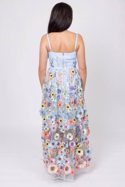 AUGUSTINE - SAVANNAH EMBROIDERED LACE MAXI DRESS - BABY BLUE