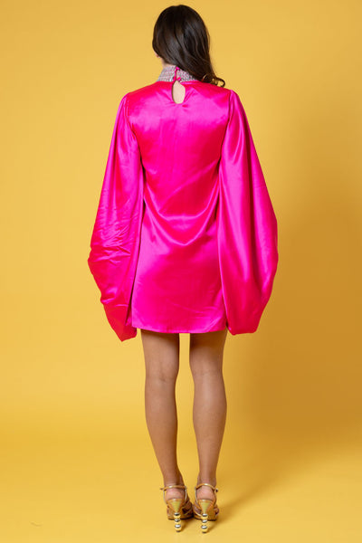 AUGUSTINE - NELLY SATIN DIAMANTE DRESS - PINK