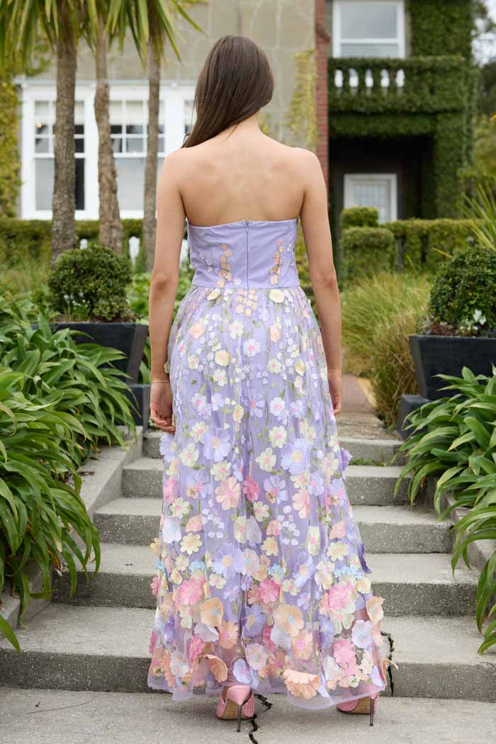 AUGUSTINE DONIELLE STRAPLESS DRESS - EMBROIDERED LACE -LILAC