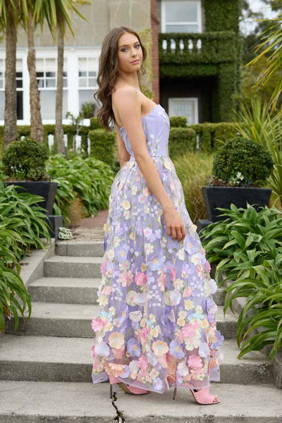 AUGUSTINE DONIELLE STRAPLESS DRESS - EMBROIDERED LACE -LILAC