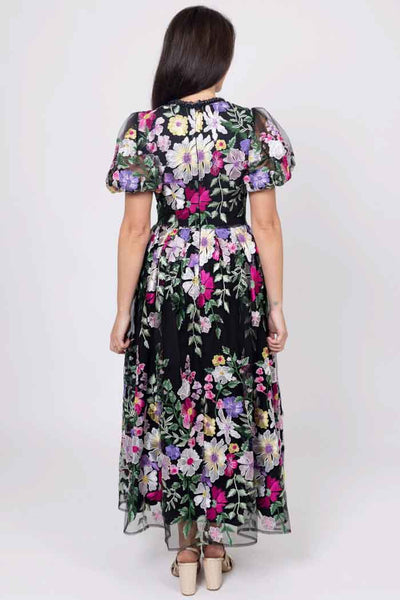 AUGUSTINE - KYLIE EMBROIDERED LACE MAXI DRESS - BLACK
