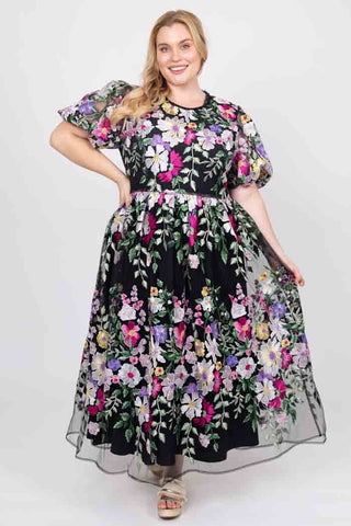 AUGUSTINE - KYLIE EMBROIDERED LACE MAXI DRESS - BLACK