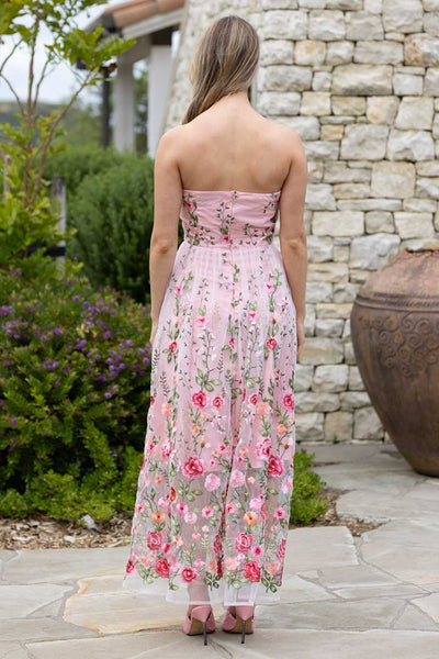 AUGUSTINE MILAN EMBROIDERED STRAPLESS MAXI DRESS - BLUSH PINK