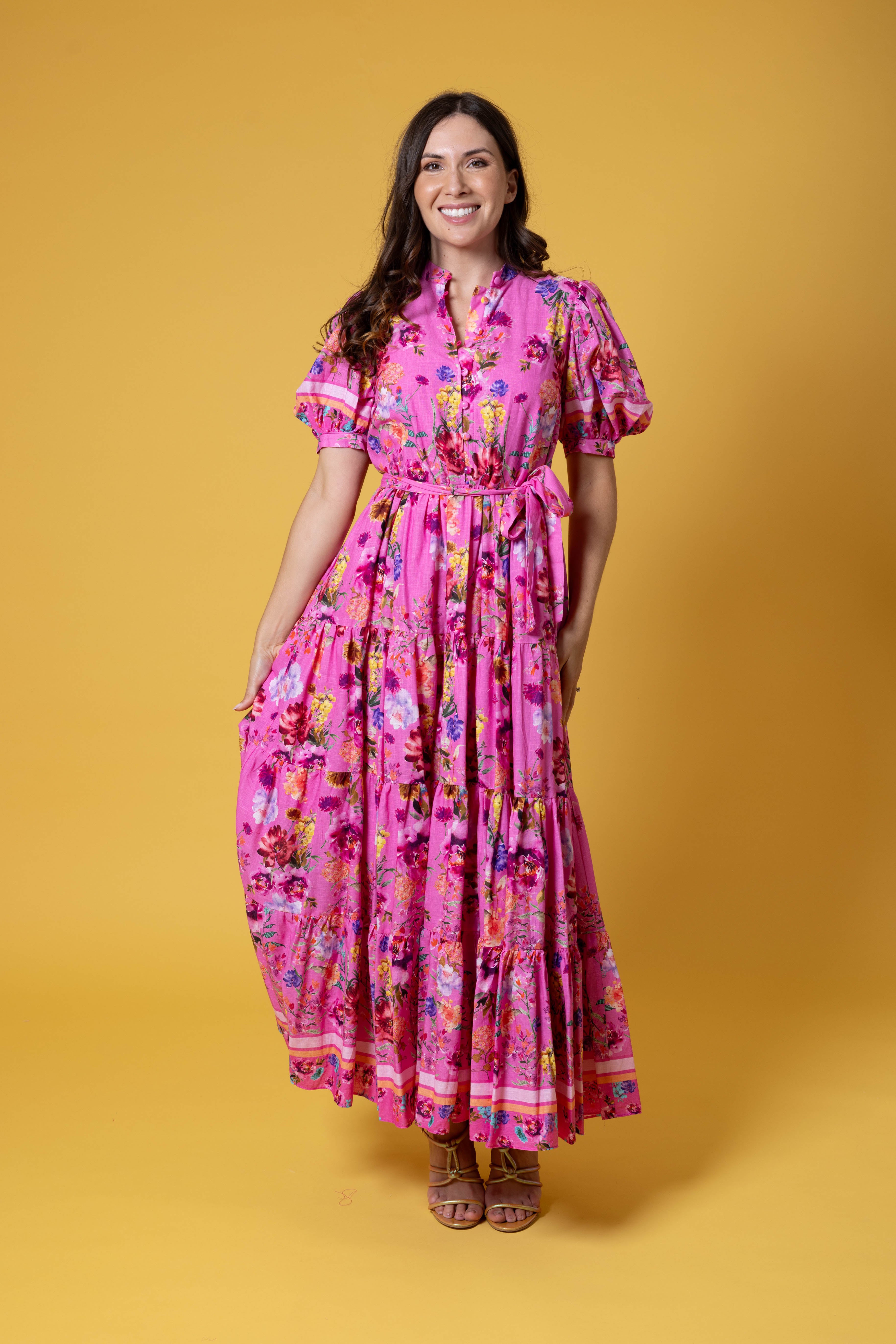 AUGUSTINE - CHETNA MAXI DRESS - BRIGHT FLORAL PINK