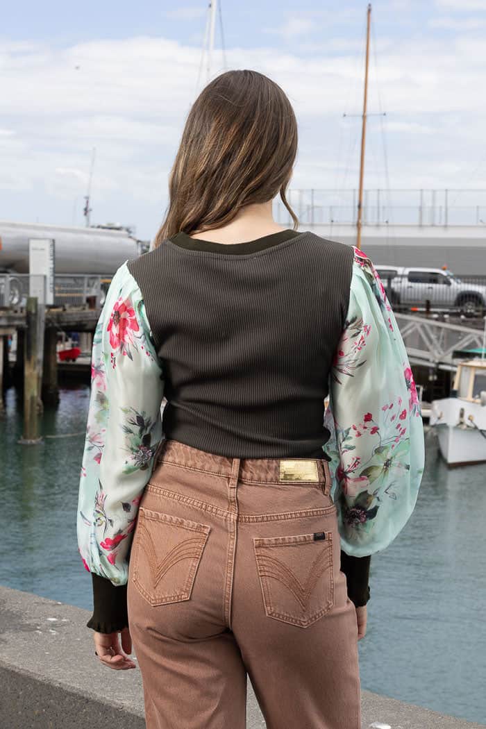 AUGUSTINE - LUCIA TOP - KHAKI FLORAL